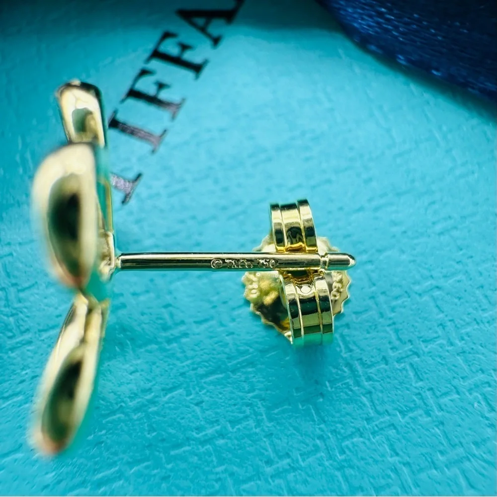 RARE Tiffany & Co. Diamond 18K Yellow Gold Garden Flower Earrings with Packaging